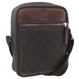 Borsa a Spalla GG Canvas Gucci Marrone Argento Auth 155588