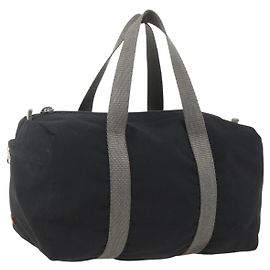 PRADA Borsa sportiva in nylon nera argento Auth 158398