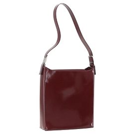 Vala Schultertasche Salvatore Ferragamo aus Lackleder Rot Silber Auth 158462