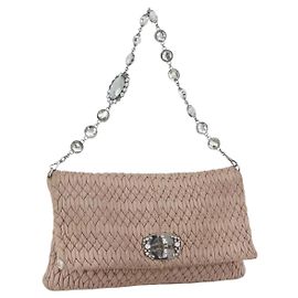 Borsa a Spalla Miu Miu in Pelle Argento Rosa Auth ka1134