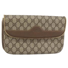 GUCCI GG Supreme Clutch Bag PVC Beige Gold 004 106 0024 Auth 160587