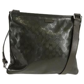 Borsa a Spalla GUCCI GG Implementation Khaki Argento 201446 Auth am10159