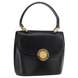 Céline Borsa Medallion in pelle nera e oro Auth 160819