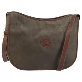 GUCCI Schultertasche aus Canvas Braun Gold 001 23 1036 Auth bs32044