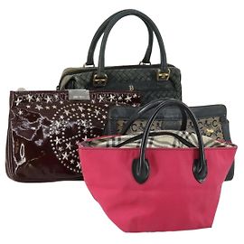 BALLY Borsa a Mano Burberry Celine Pelle Tela 4 Set Beige Rosa Auth 156747