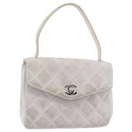 CHANEL Borsa Matelassé in Suede Viola Argento CC Auth 158159