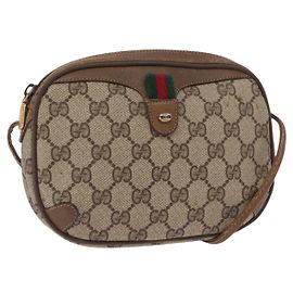 Gucci Borsa GG Supreme Web Sherry Line in PVC beige e oro 89 02 066 Auth 157753