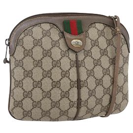 Borsa Sherry Line GG Supreme Web di GUCCI in PVC beige e oro 904 02 047 Auth 157335