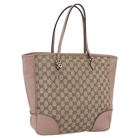 Bolso Tote GG Canvas Gucci Beige Dorado 323671 Auth ka1137