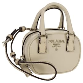 Pochette Safiano Avorio Argento Auth 157955V - Prada