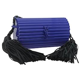Saint Laurent Borsa a spalla Cassandra in plastica blu Auth 159447SAV
