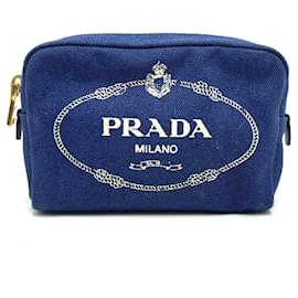 Neceser cosmético de canapa con estampado de logo Prada 1NA021