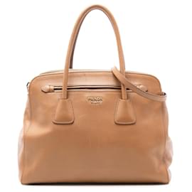 Borsa a tracolla in pelle Saffiano marrone Prada
