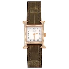 Montre Hermes H Or Rose Quartz - Hermès