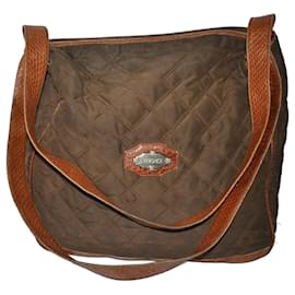 Gianni Versace Handtasche aus Leder und Canvas braun