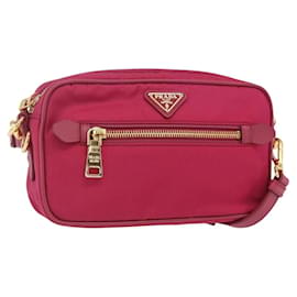Borsa a Spalla PRADA Nylon Rosa Oro Auth 161682V