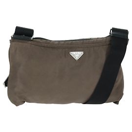 PRADA Shoulder Bag Nylon Beige Silver Auth ep12552