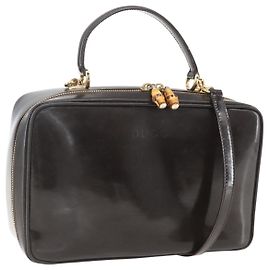 Borsa Vanity GUCCI Smalto 2way Marrone Oro 000 2122 0565 Auth am10324