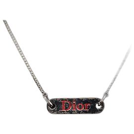 Choker in metallo argento Christian Dior Auth ti3633