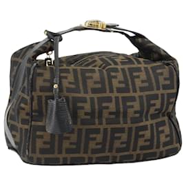 Borsa Vanity in Tela Zucca FENDI Nera Marrone Auth 158112 - Fendi