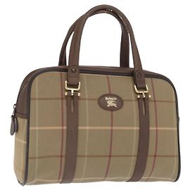 Autre Marque Borsa a mano in tela Nova Check Burberrys Khaki Oro Auth ti3581