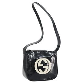 Borsa a Spalla GUCCI Smalto Nero Auth 160485