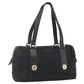Borsa a mano GUCCI in tela nera e oro 248270 Auth ka1280