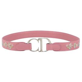 Christian Dior CD Flower Gürtel aus Leder Größe 85 Rosa Auth am10306V