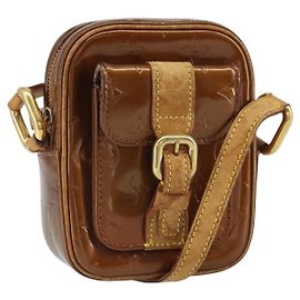 LOUIS VUITTON Borsa a Spalla Monogram Vernis Christie PM Bronzo M91111 Auth ka1269