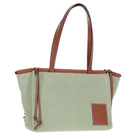 LOEWE Borsa Tote Anagram in Tela Verde Chiaro Auth 159034