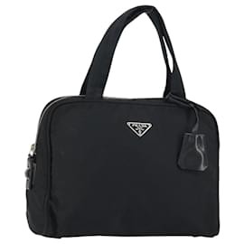 PRADA Borsa a mano in nylon nero argento Auth 159051