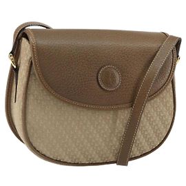 Borsa a Spalla GUCCI in Nylon Pelle Beige Oro 007 754 0074 Auth ep12620