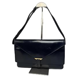 Vintage Loewe Leder Schultertasche Marineblau