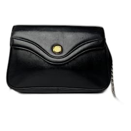 Borsa in pelle nera con logo a catena vintage Givenchy