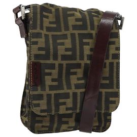 Borsa Messenger Piatta Fendi in Tela Zucca