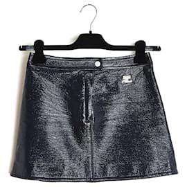 Falda Courrèges Reedición FR36 Vinilo Negro Ícono Mini Falda UK8 US6 Courreges