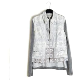 Hermès Twillaine Set FR40 Margiela Graues Seiden-Kaschmir-Ensemble UK12 US10