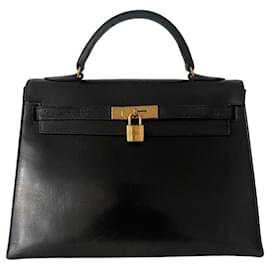 Borsa Hermès Kelly 32 in pelle box nera