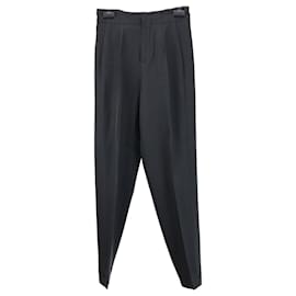 Pantalones tapered de lana y seda negros Louis Vuitton
