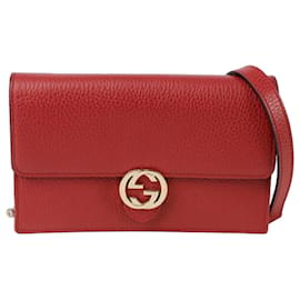 Gucci Roter Mini-Leder-Wallet mit Kette