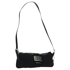 FENDI Mamma Baguette Schultertasche aus schwarzem Nylon mit Silber authentisch ep12368 - Fendi