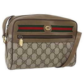 Gucci GG Supreme Web Sherry Line Tasche aus PVC Beige Gold 56 02 087 Auth am10340