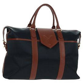 Borsa Boston in nylon e pelle Saint Laurent blu navy oro Auth bs31763