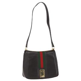 Borsa a spalla in pelle marrone e oro della linea Sherry di GUCCI Auth ka1343