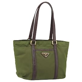 PRADA Borsa a mano in nylon verde oro Auth 159309