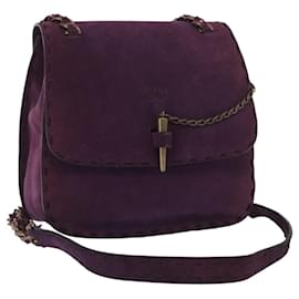 Borsa a Spalla PRADA Camoscio Viola Oro Auth 158394