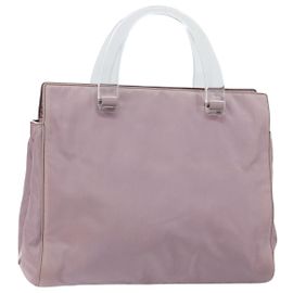PRADA Hand Bag Nylon Lavende Silver Auth 159273