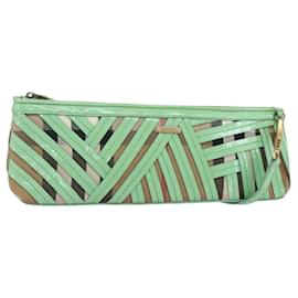 Burberry Borsa a spalla Nova Check in PVC Verde Oro Auth 162781V