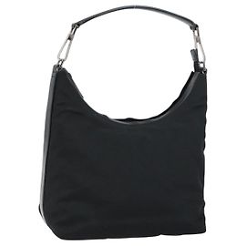 Borsa a Spalla GUCCI Nylon Nero Argento 000 0602 3754 Auth gh1511