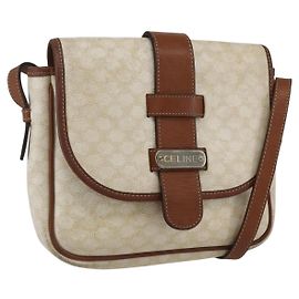 Céline CELINE Macadam Canvas Schultertasche aus PVC-Leder in Weiß und Silber Auth 159259